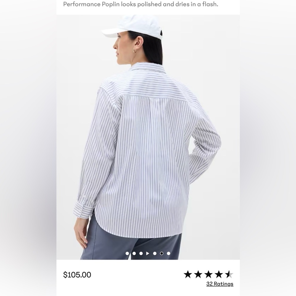 Athleta Navy Midday Relaxed Poplin Button-Down Long Sleeve Shirt, Women’s M - Picture 11 of 12